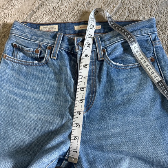 Levi's Wedgie Straight Fit Premium jeans cotton raw hem ankle crop size 25 - Picture 7 of 13